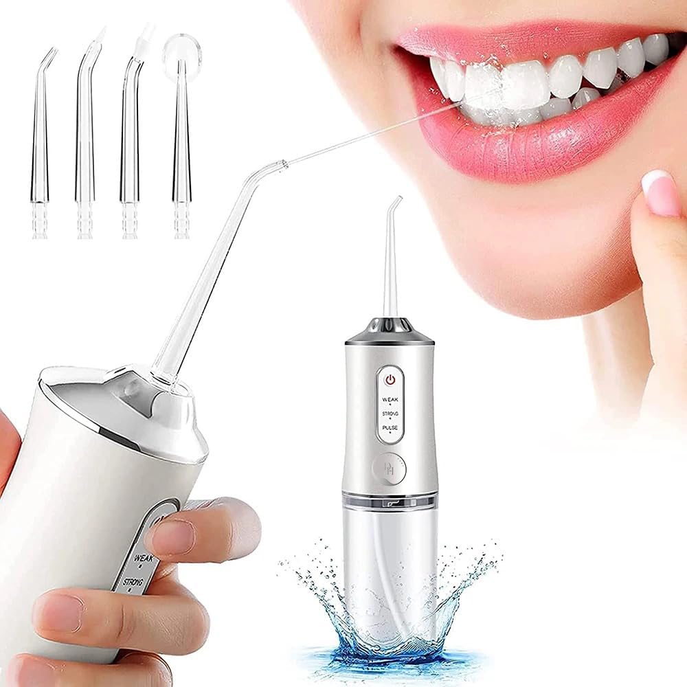 Dental Water Flosser – 3 Modes, 4 Tips, Rechargeable & Portable