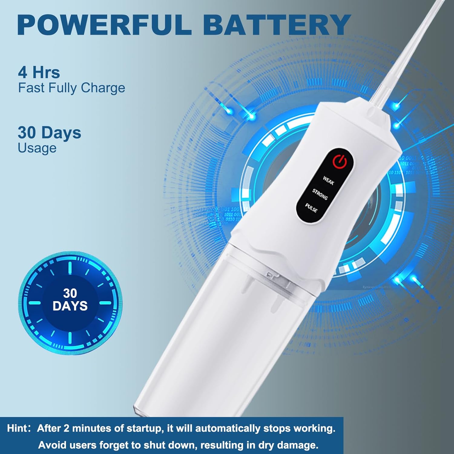 Dental Water Flosser – 3 Modes, 4 Tips, Rechargeable & Portable