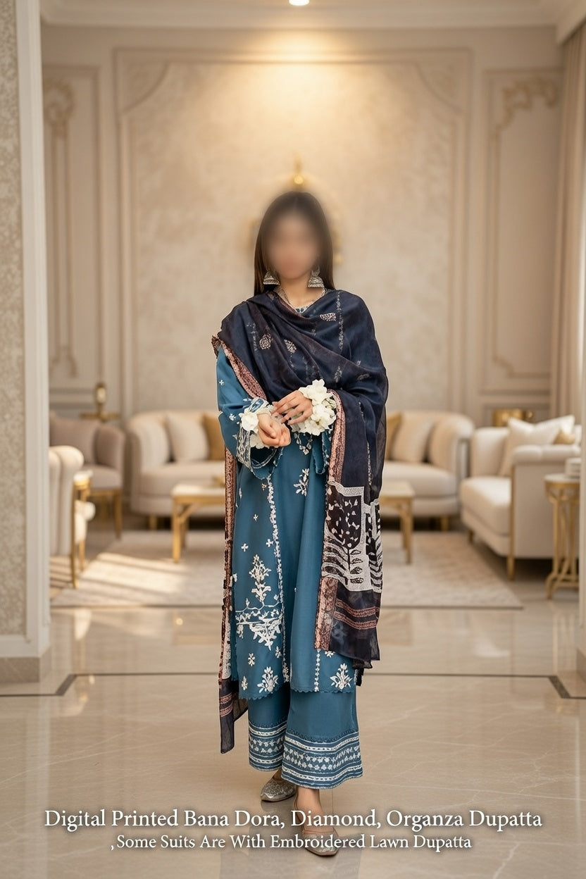 URGE 3-Piece Embroidered Lawn Suit — Unstitched
