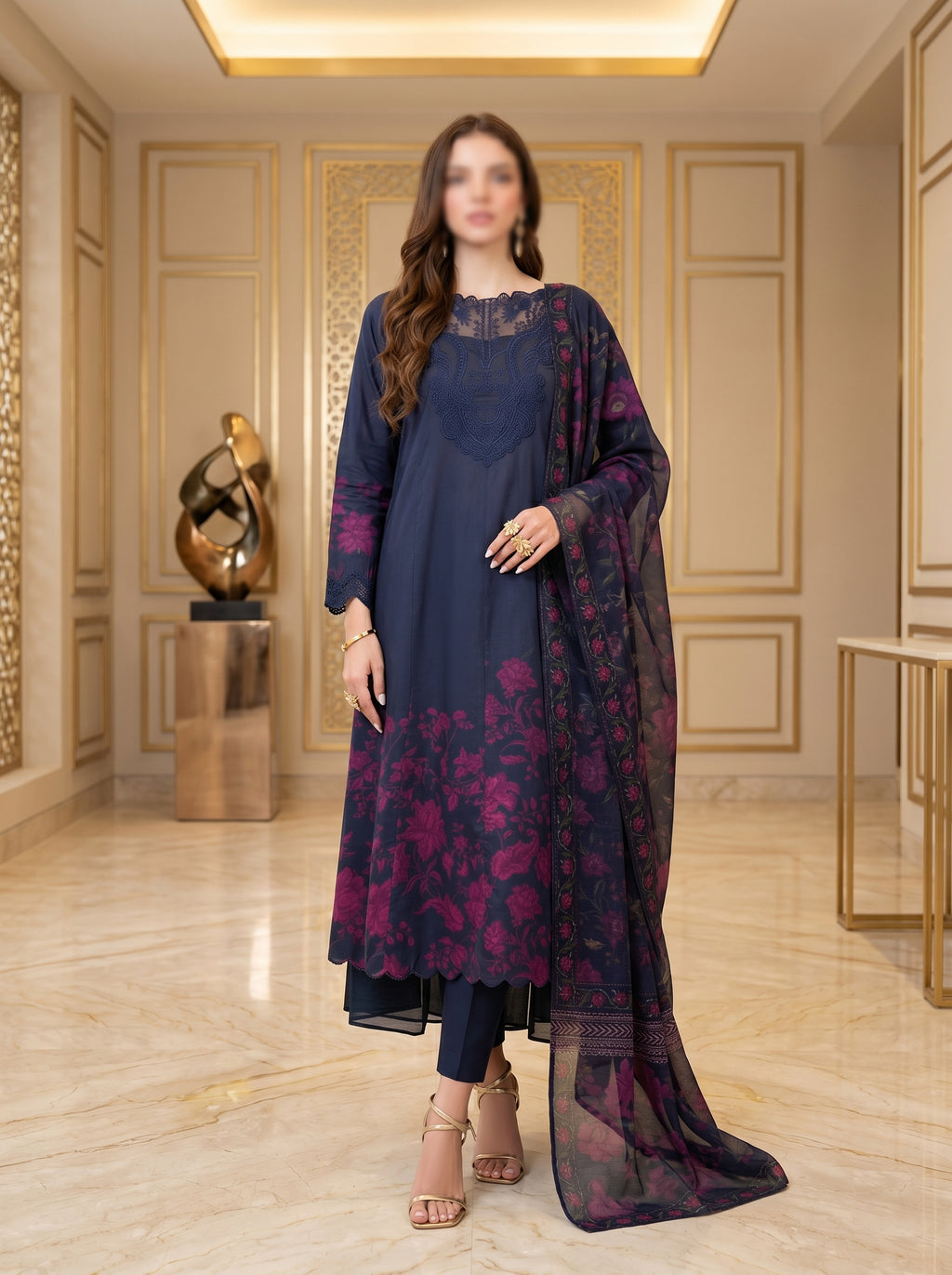 Digital Printed Lawn Suit — With Lawn Printed Dupatta