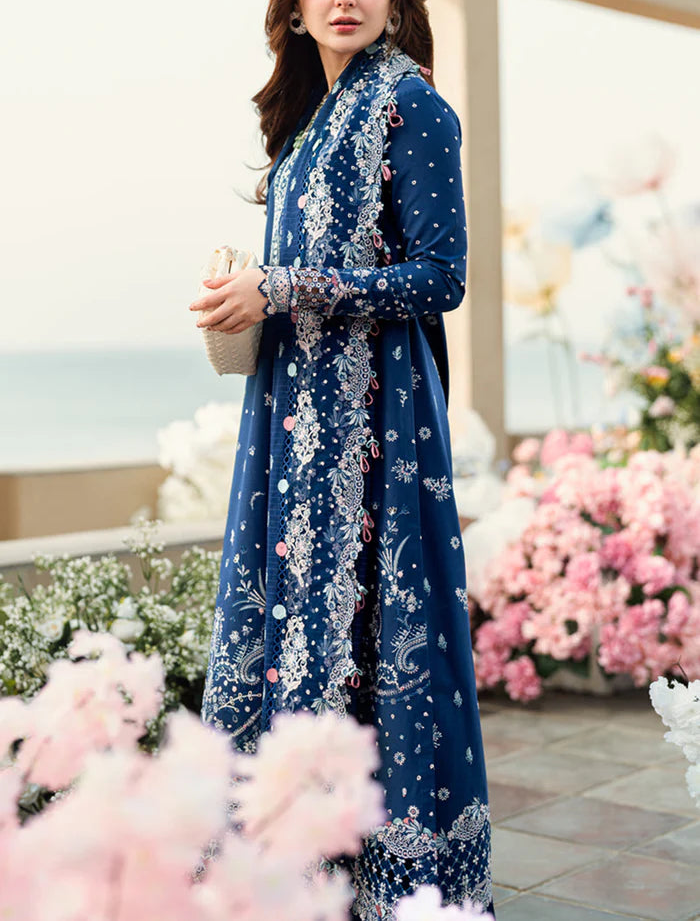 Lawn Cotton Suit — With Organza Dupatta