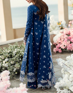 Lawn Cotton Suit — With Organza Dupatta