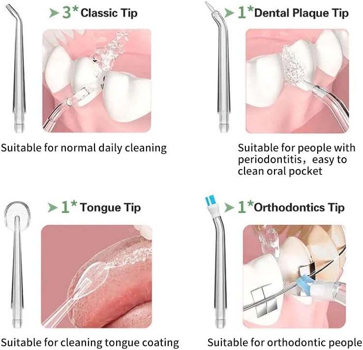 Dental Water Flosser – 3 Modes, 4 Tips, Rechargeable & Portable