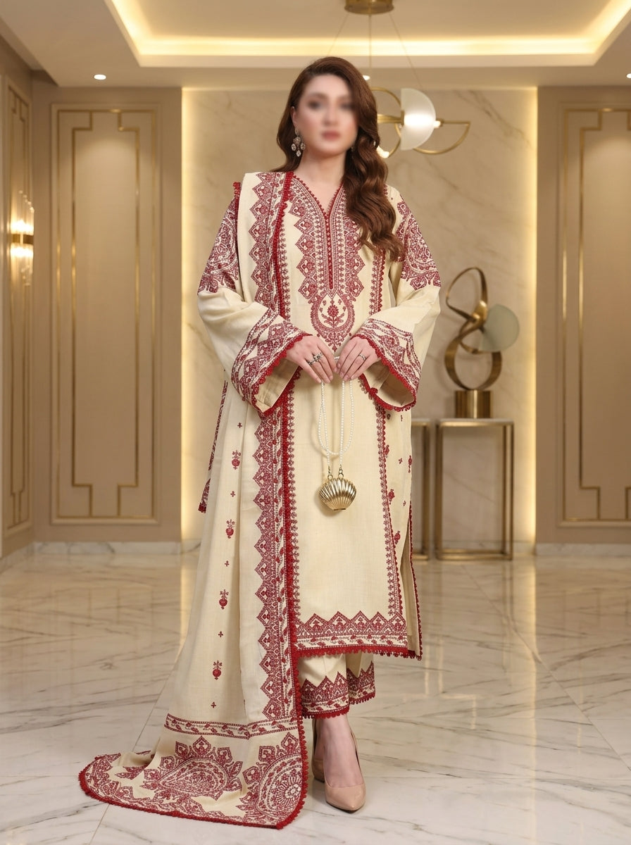 3-Piece Chikankari Embroidered Lawn Suit
