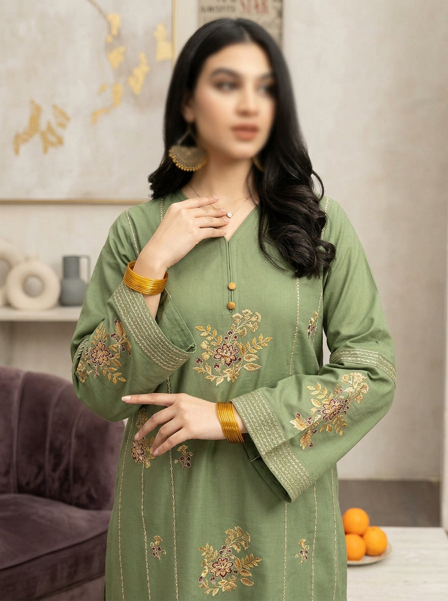 URGE 3-Piece Embroidered Lawn Suit — Unstitched